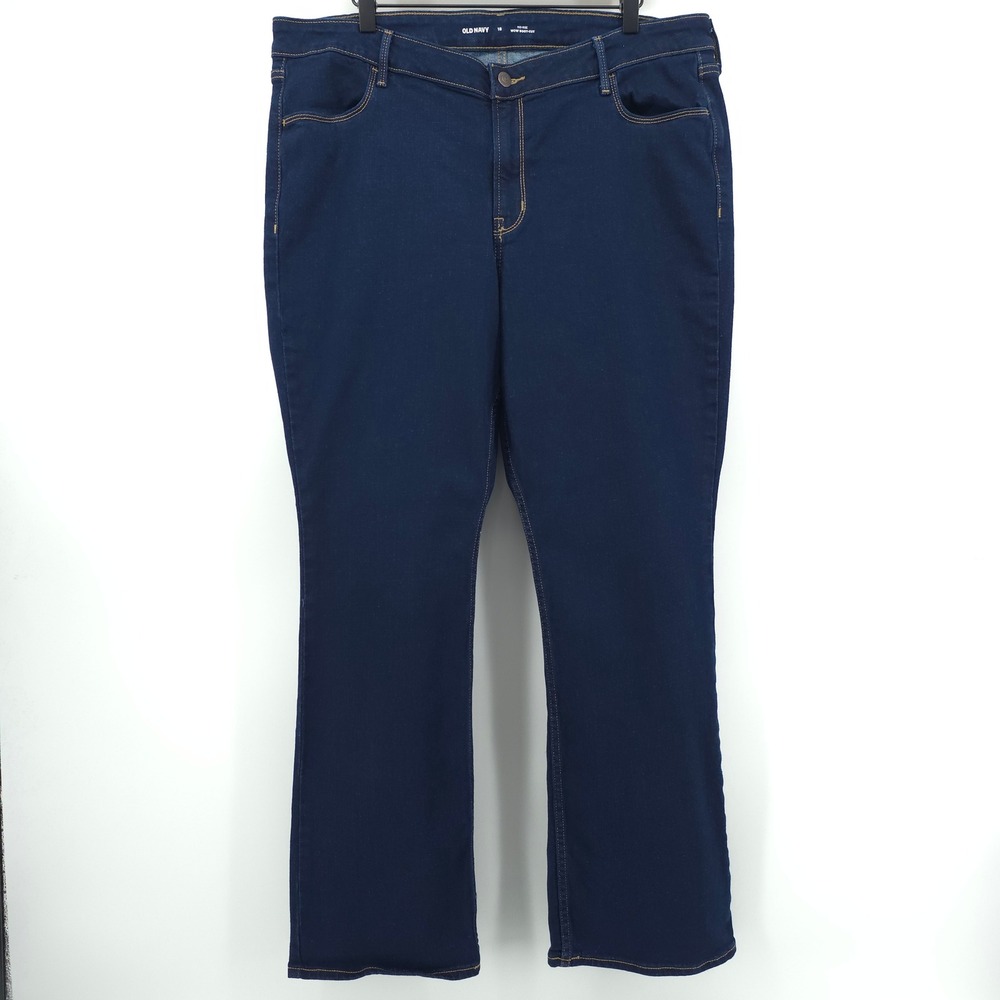 Old Navy Womens Jeans Wow Boot-Cut 18 Blue Mid-Rise Dark Wash Denim